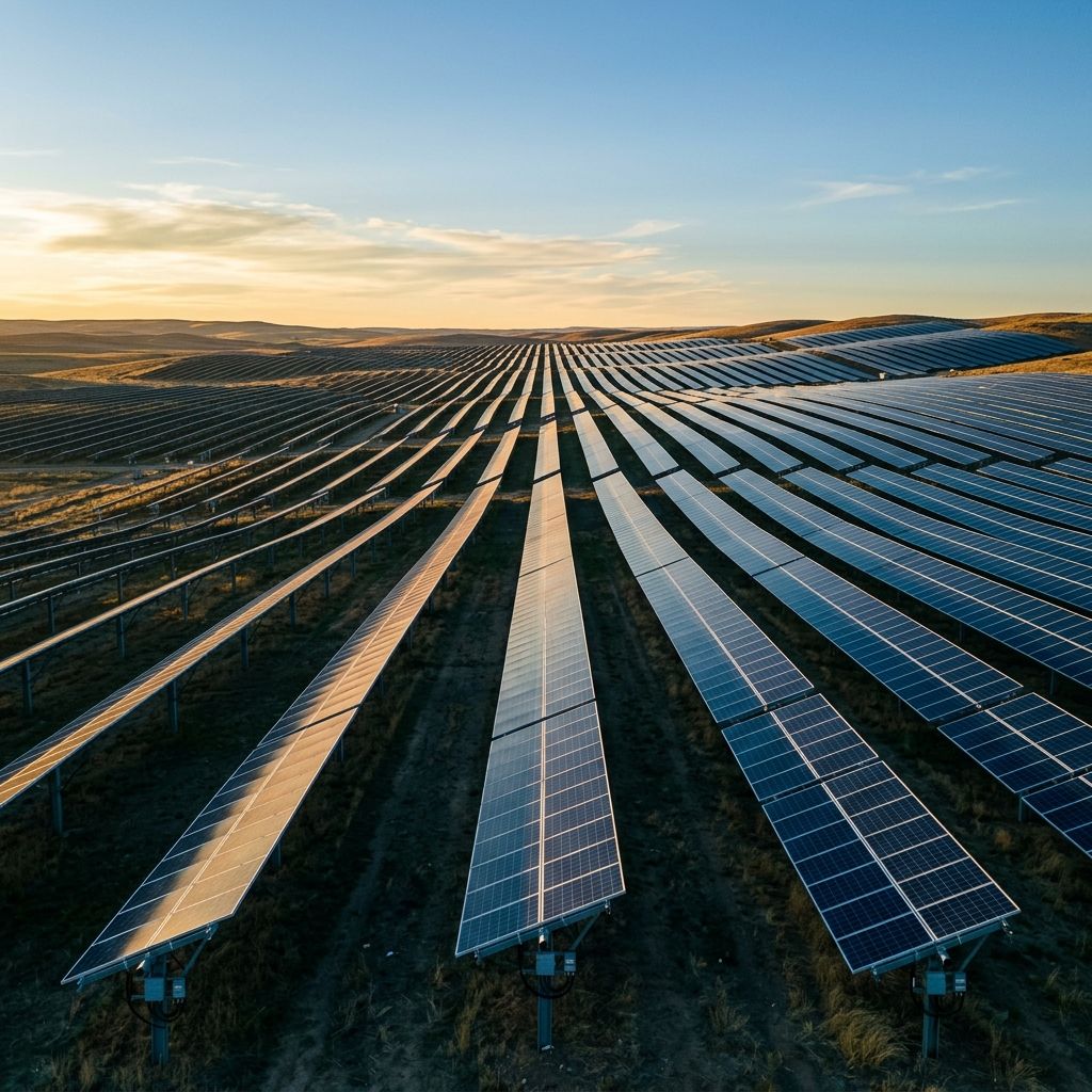 Parc fotovoltaic la sol cu panouri solare aliniate - proiect StratoSpark